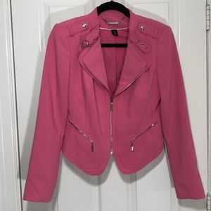 WHBM Sexy Punk Rock Pink Barbie Boss Cropped Jacket Sz 4 NWOT